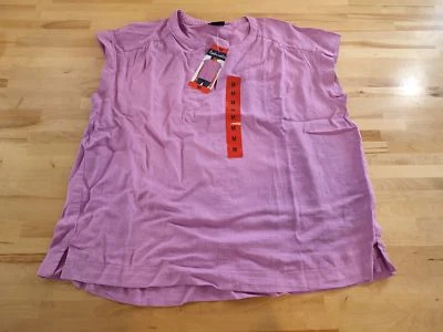 Splendid Ladies' Loose Fit V Neck Linen Blend Top Lightweight Purple Medium - Image 1 of 3
