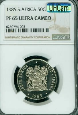 1985 SOUTH AFRICA 50 CENTS NGC PF65 MAC UHCam MAC SPOTLESS * - Image 1 of 2