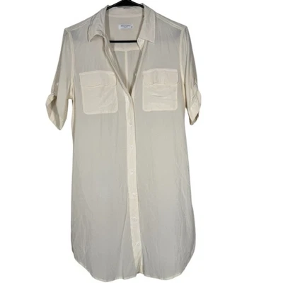 Equipment Femme Ivory White Button Up Shirt Dress Sz S 100% Silk Career Business - Image 1 of 4