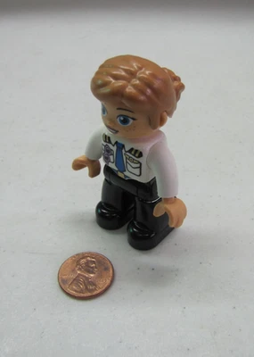 Lego Duplo Airplane Woman Pilot Conductor Lady Freckles Uniform Figure - Image 1 of 3