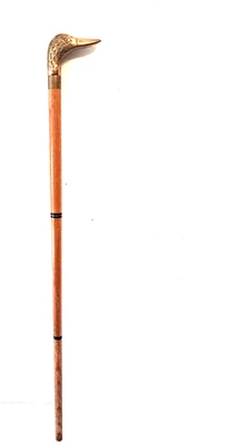 Bastón de madera vintage de 3 piezas mango de cabeza de pato de latón 35"" bastón de caballero Foto 1 de 4