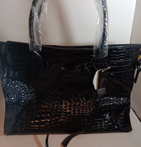 Borsa a tracolla JJ Jone Jones Collection nera finta coccodrillo 12"x16" grande nuova con etichetta - Foto 1 di 8