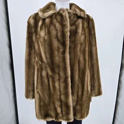 Vintage 1970s Unbranded Women's Tissavel France Faux Fur Mink Pattern Coat (L) - Image 1 of 4