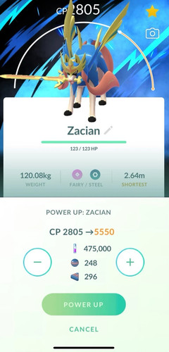 Zacian Avec Fond Spécial - Pokémon Go - Compte Enregistré Uniquement - Non Shiny