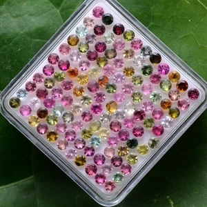 Colorstorm ~ Set 55 Pcs Natural Tourmaline Multi Color Vibrant Round Gemstones - Picture 1 of 10
