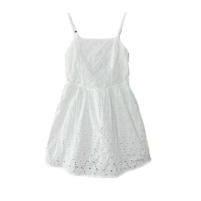 Art Class Girls White Eyelet 100% Cotton Dress M (8) Bow Back Cutout Summer - Image 1 of 4