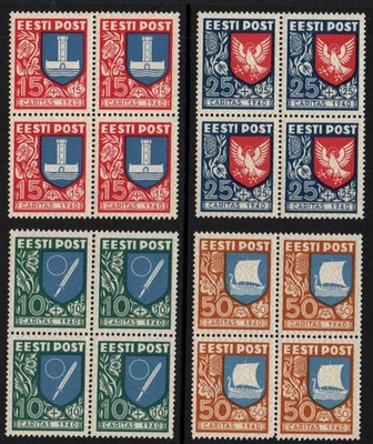 Estonia Scott B146-9 Coats of arms, blocks of 4 MNH - Image 1 of 2