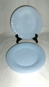 4 VTG 7 3/4" FIRE KING AZURITE BLUE DELPHITE SWIRL SALAD LUNCHEON PLATES - Picture 1 of 7
