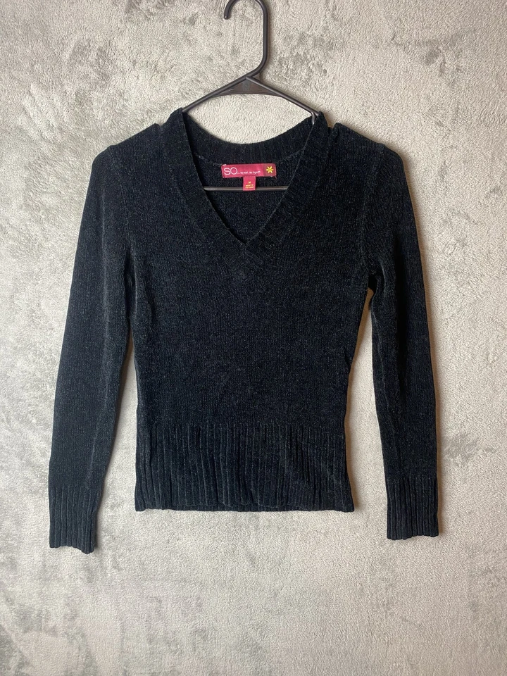Suéter SO Juniors M Negro Cuello en V Manga Larga Foto 1 de 4