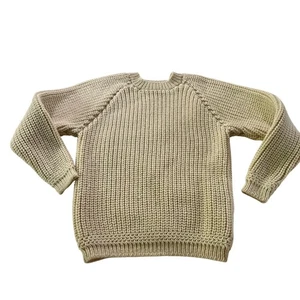 French Creek Cream Heavy Knit 100% Virgin Wool Pullover Sweater Irish Fisherman - Picture 1 of 7