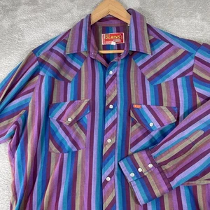 Vintage Ely Plains Striped Western Shirt Mens XL 17 34/35 Long Sleeve Cowboy - Picture 1 of 9