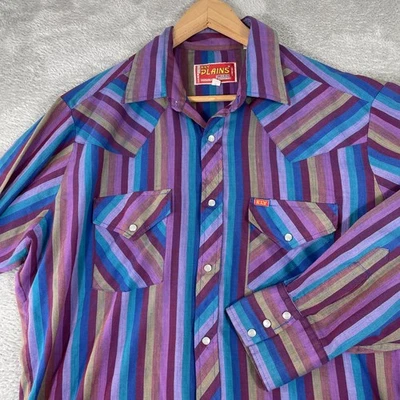 Vintage Ely Plains Striped Western Shirt Mens XL 17 34/35 Long Sleeve Cowboy - Image 1 of 4