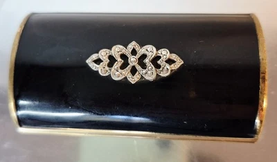 Retro 50s Black Enamel Marcasite Kigu Barrel Cigarette/Lipstick Holder 7.5cm - Image 1 of 4