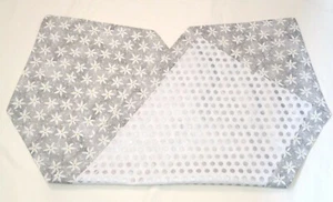 Spring Summer Grey White Flower Shiny Silver Polka Dot Table Runner 40”L 15"W - Picture 1 of 5