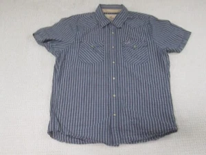 Hollister Shirt Youth XL Blue Pearl Snap Button Down Striped Casual Short Sleeve - Picture 1 of 8