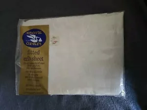 Vintage Stork Craft Baby Bedding Fitted Crib Sheet USA Nursery Cotton NEW White - Picture 1 of 4