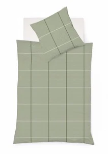 Fleuresse Lech Edelflanell Bettwäsche 200x200 Karo lindgrün grün 604311-05 - Bild 1 von 3
