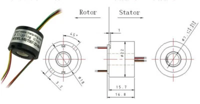 1X  6 Circuit/1.5A Hollow Shaft Slip Ring Slip Ring Through Hole Dia. 7mm - Image 1 of 2