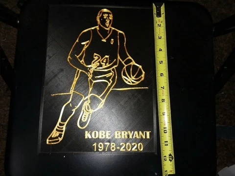 Kobe Bryant 1978-2020 Tribute 3D Plaque, 3D printed, gold Silk NOT MASS PRODUCED Cover