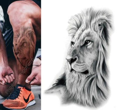 Temporary Tattoo Large English Lion Fake Body Art Sticker Waterproof Ladies Mens