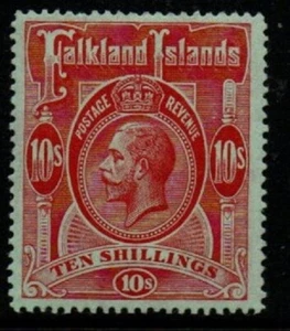 FALKLAND ISLANDS SG58 1914 10/- RED/GREEN LIGHTLY MTD MINT - Picture 1 of 1