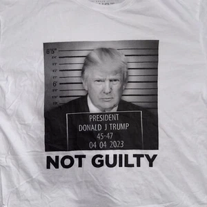Donald Trump T Shirt Men 2XL White Not Guilty President Made USA 100% Cotton - Picture 1 of 8
