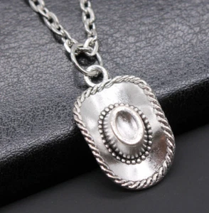 Silver Cowboy/Cowgirl Hat Necklace - Western, Stetson - Picture 1 of 3
