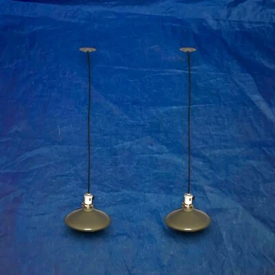 Par de luces colgantes antiguas con cortinas industriales enchufes de porcelana 84B Foto 1 de 4