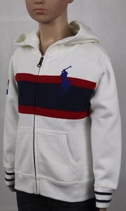 POLO Ralph Lauren Kids White Red Navy Blue Big Pony Hoodie NWT - Picture 1 of 1