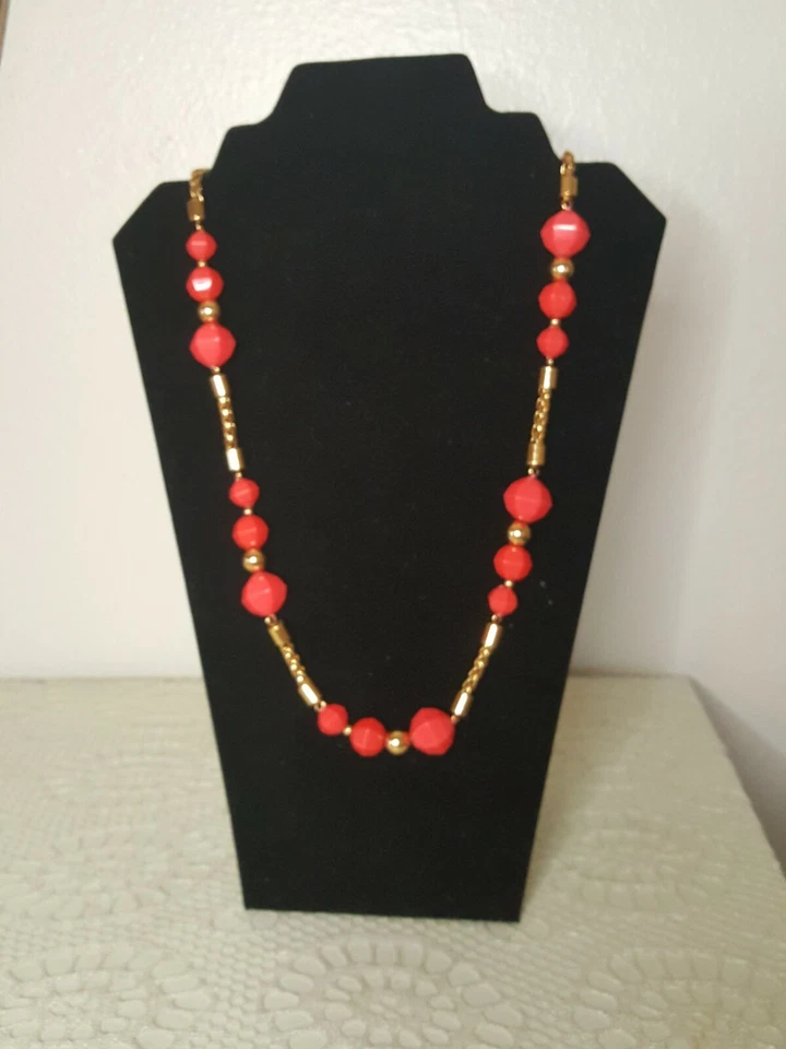 Kate Spade New York Faceted Coral and Gold Bead Necklace 30" - Image 1 of 4