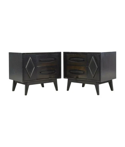 Young Manufacturing Mid Century Ebonized Nightstands - Pair Cover
