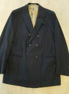 SARTORIA CHIAIA 38 NUOVA CON ETICHETTE $6000 TELA COMPLETA FATTA A MANO DB A RIGHE - Foto 1 di 7