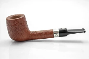 BARLING Pfeife Benjamin Straight Billiard / Fossil 1814 / Sterlingsilber / 9 mm - Bild 1 von 6