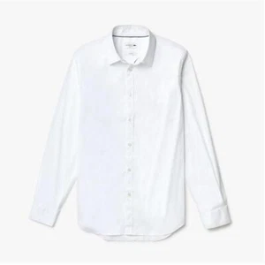 Lacoste Men's Slim-Fit Stretch Cotton Poplin Shirt White CH5366 001 - Imagen 1 de 12