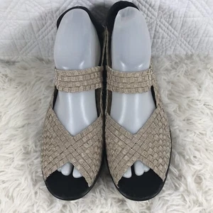 BERNIE MEV Talla 9 Plata Halle Mujer Tejida Punta de Peep Mary Jane Cuña EU 40 - Imagen 1 de 8