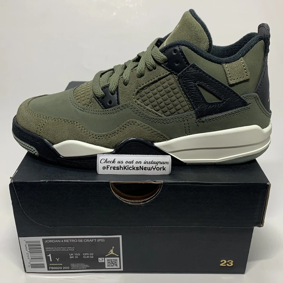 Size 1 (PS) - Jordan 4 SE Retro Low Craft - Olive 2023