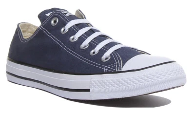 Converse All Star Ox Hombre Bajo Cortar Zapatillas de Lona Azul Marino Talla 7 - Imagen 1 de 4