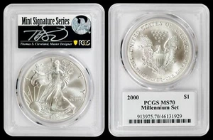 2000 $1 Silver Eagle PCGS MS70 Millennium Set - CLEVELAND SIGNATURE - POP 1/0 !! - Picture 1 of 3