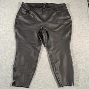 Torrid Pants Womens 26 Black Faux Leather Zip Pocket Stretch Skinny Moto Style - Picture 1 of 10