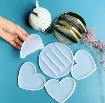 Stampo in Resina Epossidica sottobicchiere 5 Pezzi stampi in Silicone per R - Immagine 1 di 4