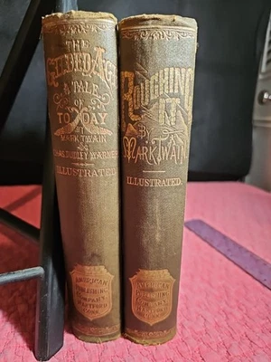 Two By Mark Twain, 1880, Roughing It & The Gilded Age - American Publishing Co - Image 1 of 4