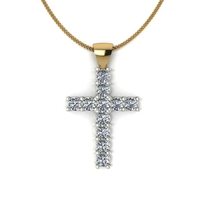 Gold Diamond Pendant GLI HRD Round Cut 1.20 Ct Lab Grown 18k Multi Tone Necklace - Picture 1 of 6