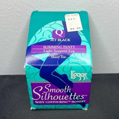Calcinha de emagrecimento vintage L’eggs silhuetas lisas biqueira transparente preta tamanho Q - Imagem 1 de 4