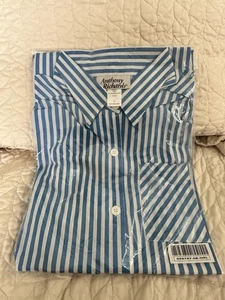 NIP WOMEN'S ANTHONY RICHARD Blue STRIPED NIGHTSHIRT SLEEPSHIRT SIZE XL Brand New - Picture 1 of 3