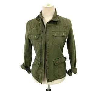 Kut From The Kloth 100% Cotton Green Military Full Zip Jacket Size Small - Picture 1 of 6
