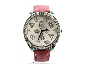 GUESS große Quarzuhr mit rosa Armband und Diamantlünette, 9 Zoll Armband - Bild 1 von 11