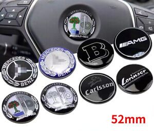 Fit For Mercedes Benz AMG 52mm 3D Steering Wheel Logo Cover Sticker ABS 