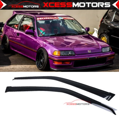 Se adapta a 88-89 Honda Civic 3 puertas hatchback viseras de ventana ventilación solar protector de lluvia sombra 2 piezas Foto 1 de 4