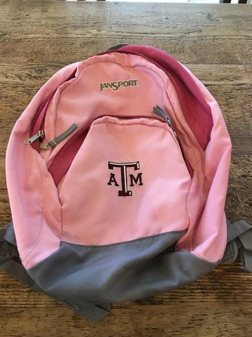 Texas A & M Aggies Jansport backpack A&M ATM Light Pink Grey Gray School College Cover