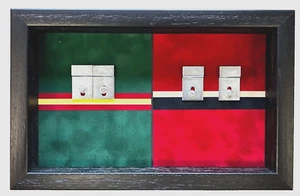 Double Regimental Colours Medal Case. Black Frame - Picture 1 of 8
